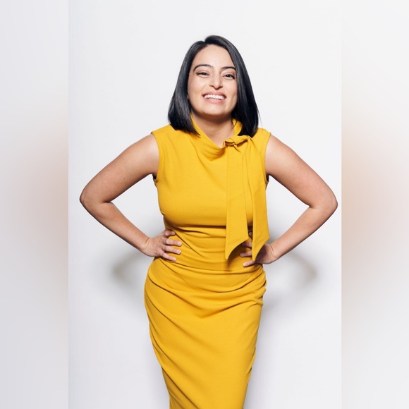 Calvin Klein Dresses & Skirts - Calvin Klein Yellow-mustard dress Neck Tie Sleeveless Dress